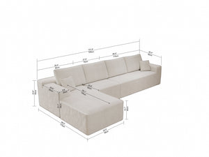 English Elm 131.9*68.9"Modular Sectional Sofa - Versatile Plush Corduroy Couch For Effortless Comfort & Style W3819S00028