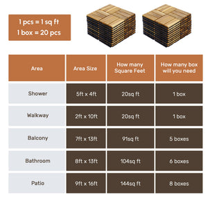 English Elm 20 Interlocking Deck Tiles Checker Pattern 12" Square Acacia Hardwood Outdoor Flooring Waterproof Durable Finish Yellow W2391P288864