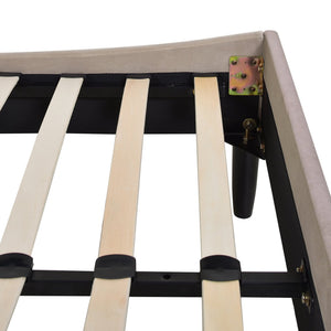 English Elm Jennifer Taylor Home - Aspen King Platform Bed Set With Vertical Tufted Headboard In Mink Beige Velvet - Durable & Stylish B2719P238520