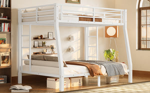 English Elm Metal Full Xl Over Queen Bunk Bed – Space-Saving, Durable Steel Frame, No Box Spring Needed, Easy Setup W1580S00288