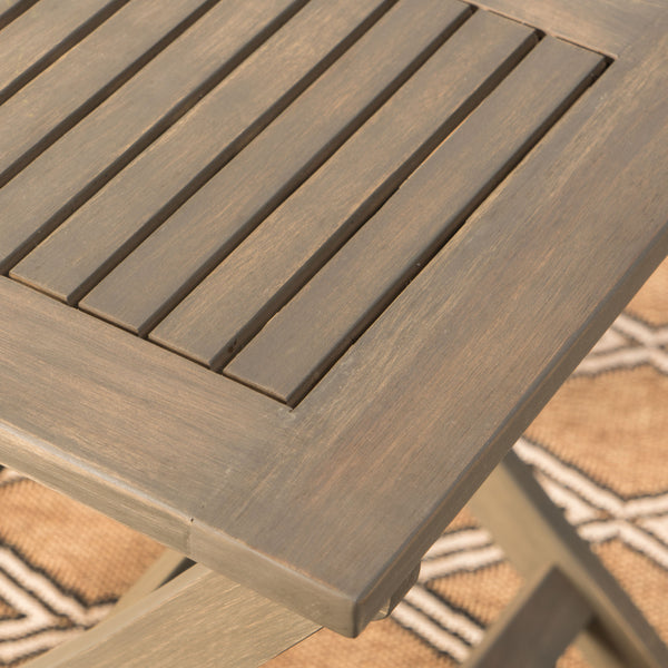 English Elm Christopher Knight Home® - POSITANO Foldable Bistro Table - Acacia Wood Patio Slat Design, Compact Storage, Durable Foot Pads (45.5"x28.5") 60269.00GRY