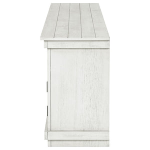 English Elm Castleton Farmhouse Media Console with Shuttered Doors and Distressed Pine Finish B062P451646