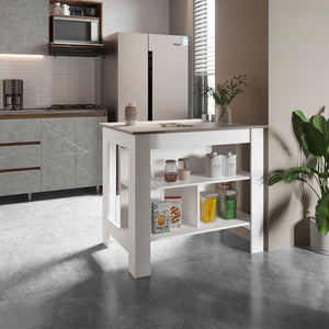 English Elm Cortes Kitchen Island With 2-Tier Design, Spacious 40" Worktop & Reversible Shelving For Versatility B200P235840