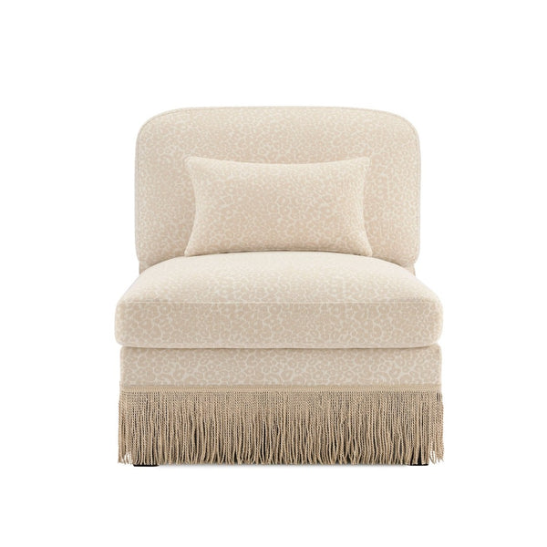 English Elm Armless Modular Sofa Leopard Chenille Upholstered Glam Living Room Accent Piece Beige Brown W5656P454360