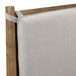 English Elm Modern Hickory Veneer Queen Bed with Tall Headboard and Removable Upholstered Cushion B011S02164