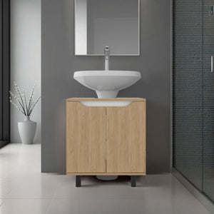 English Elm Marlo Compact Under Sink Cabinet with Cut-Out Back, Double Doors, Open Shelf, Modern 22" Freestanding B070P363812