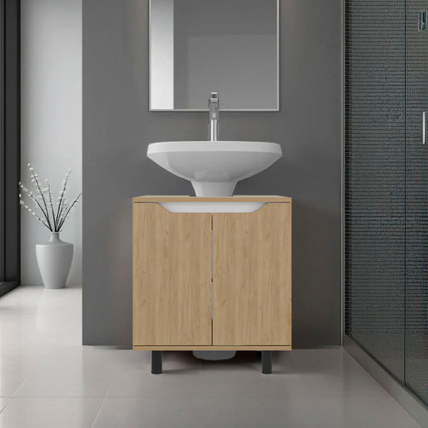English Elm Marlo Compact Under Sink Cabinet with Cut-Out Back, Double Doors, Open Shelf, Modern 22" Freestanding B070P363812