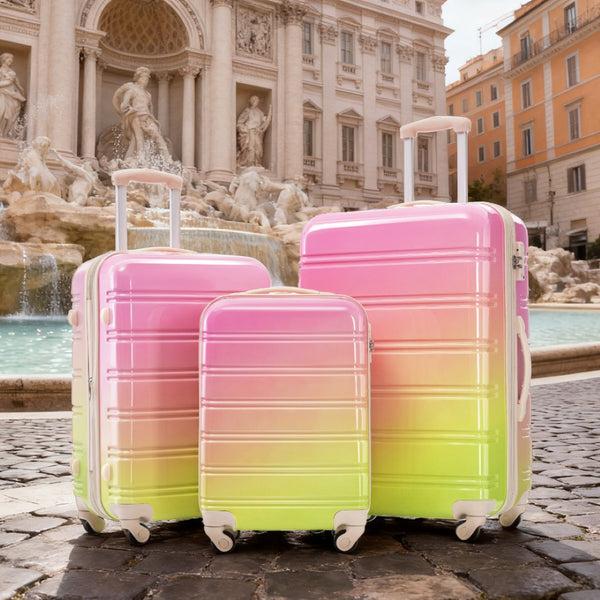 English Elm Hardshell Polycarbonate 3 Piece Luggage Set Spinner Wheels Tsa Lock Expandable Travel Multicolor Pink N732P184448U