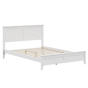 English Elm Modern Solid Wood Full Platform Bed with Slatted Headboard, Pine/MDF Frame, 550LB Capacity, No Box Spring Needed White 78.75 L x 17 W x 5 H N701P301030K
