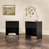 Simple Modern 1-Drawer Nightstand - Set of 2 Black DOMB4CBLC-2PK Walker Edison