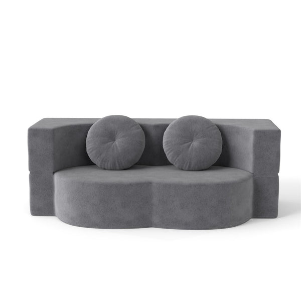 English Elm Modern Corduroy Folding Floor Sofa Sleeper with Foam Fill for Studio Bedroom Guests Antique Gray W2353P379625