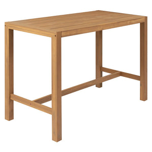 English Elm Trexm Solid Acacia Outdoor Bar Set Five Piece Rustic Slatted Counter Height Patio Light Teak TM000029AAD