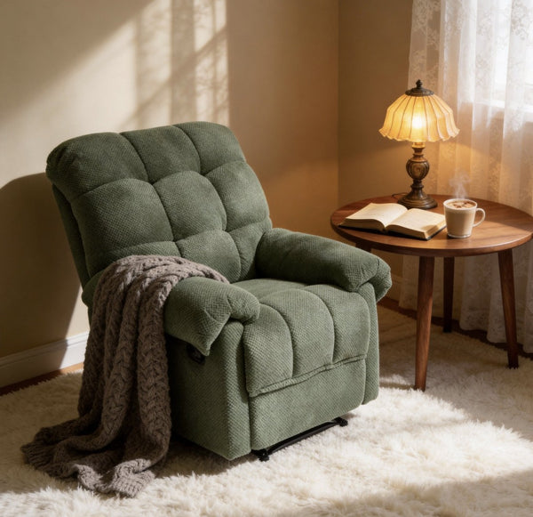 English Elm Camel Overstuffed Manual Recliner with High Density Padding for Modern Living Rooms Army Green W5568P449824