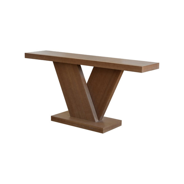 English Elm 66" Mid-century X-leg Console Oak Wash Veneer Entryway Sofa Table Geometric Base Walnut W1435P337637