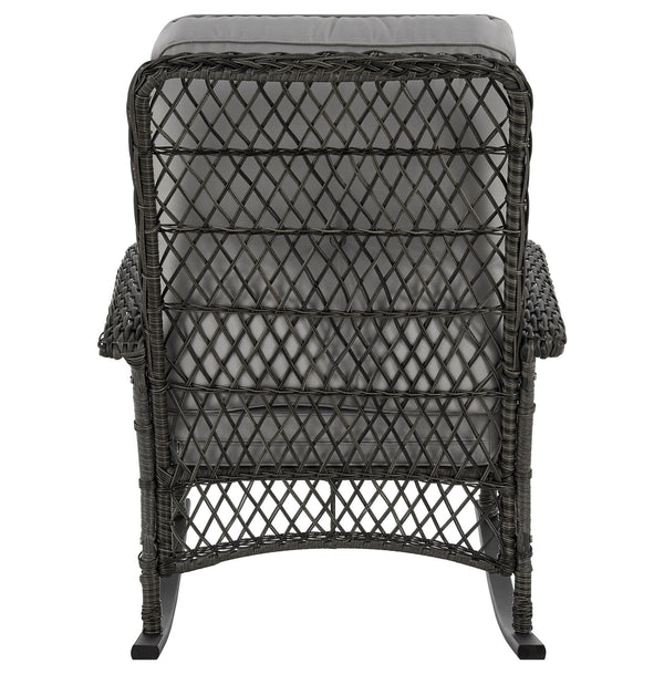 English Elm Fruttuo Upholstered Rocking Chair with Removable Zipper Cushions, Waterproof Fabric, Steel Rattan Frame Grey B365P397660