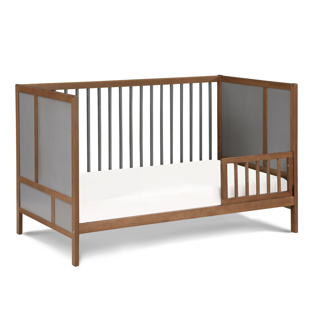 English Elm Pixie Finn 3-in-1 Convertible Crib with Island Design, Solid Wood, Low Profile, 3 Mattress Heights Walnut Brown B022P204874