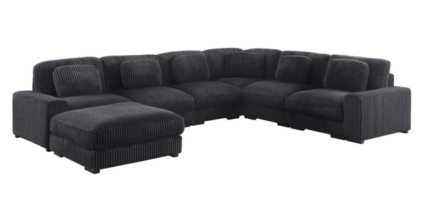 English Elm Lianne Modular Corduroy Sectional with Ottoman Channel Tufted Lounge Sofa B2749S00042