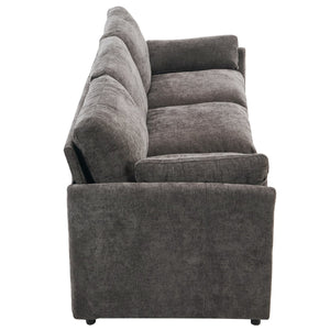 English Elm 89" Plush Chenille 3-Seater Sofa with Double-Layer Cushions, Deep Seating, Removable Lumbar Pillow, Elegant Stitching Grey N719P251497E