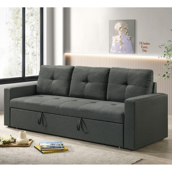 English Elm Fabric Plush Tufted Sleeper Sofa Dark Gray with Wood Frame, Foam Support, Compact Convertible Comfort B016P392878