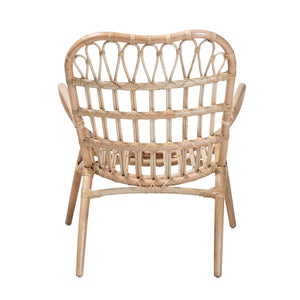 English Elm Modern Rattan Accent Chair Woven Openwork Back Bohemian Coastal Living Room Seat B2750P420377