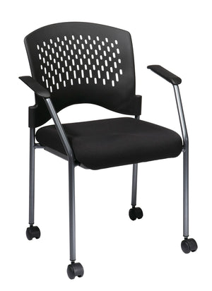 OSP Home Furnishings Titanium Finish Stackable Visitors Chair with Ventilated Back for Modern Office Spaces 8640-30