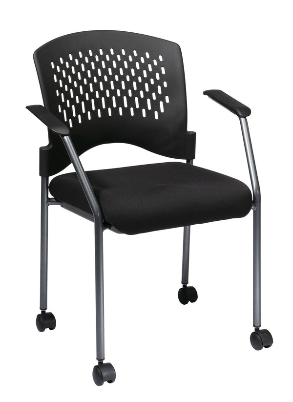 OSP Home Furnishings Titanium Finish Stackable Visitors Chair with Ventilated Back for Modern Office Spaces 8640-30