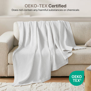 JLA Home Madison Park - Cotton waffle weave blanket — ultra-soft, breathable, OEKO-TEX certified layer for lightweight year-round comfort and durability 90 L x 90 W x 0.25H BR51N-3823