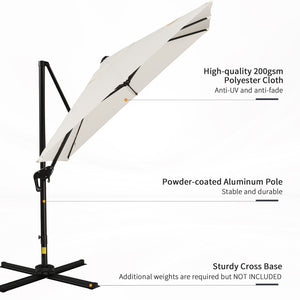 English Elm Outsunny 8Ft Cantilever Patio Umbrella With 360° Rotation & 3-Position Tilt For Ultimate Shade Comfort W2225P200786-GIGA