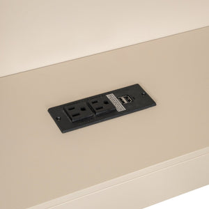 English Elm Wood Full Size Platform Bed With Upholstered Headboard, Storage Solutions & Usb Charging Station GX002108AAC-GIGA