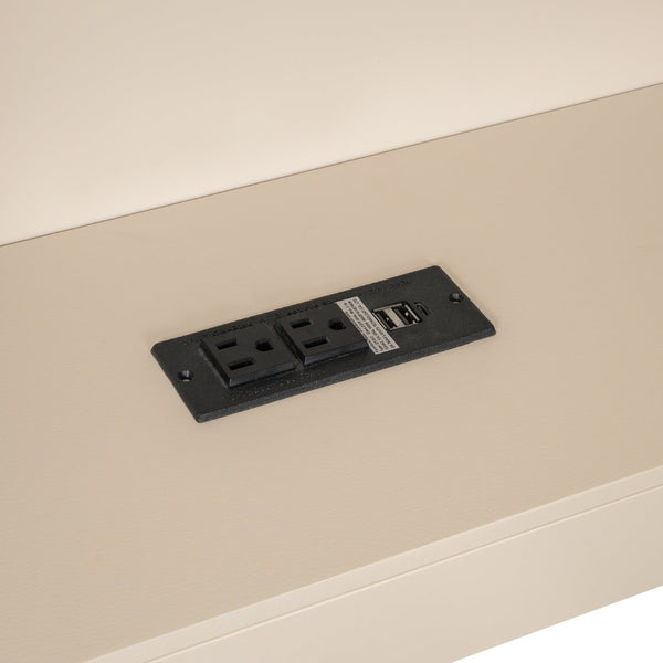 English Elm Wood Full Size Platform Bed With Upholstered Headboard, Storage Solutions & Usb Charging Station GX002108AAC-GIGA