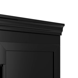 English Elm VIBE Multifunctional Hall Tree with Bench, 4-Door Storage, 1 Drawer, Hooks & Adjustable Shelves for Entryway Black SJ000140AAB