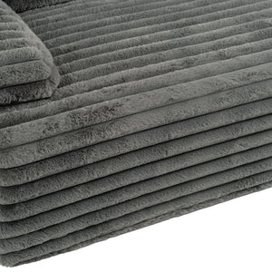 English Elm 110" Cloud Sectional Sofa Upholstered with Ultra-Soft Faux Rabbit Fur, Modular L-Shape Comfort and Easy Care Dark Gray N719S001820R