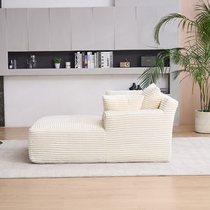 English Elm Oversized Corduroy Chaise Longue Sofa Bed — Modern Deep-Seat Sleeper with Armrests & Pillows for Compact Spaces Beige W1752P264712