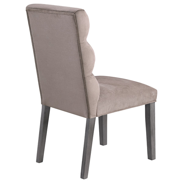 English Elm Highmore Stone Velvet Upholstered Dining Side Chair with Tufted Foam Back and Cool Gray Legs - Set of 2 taupe B062P299896