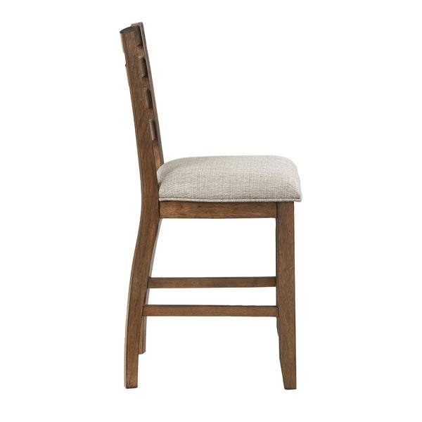 English Elm Trea Ladder Back Counter Stools Cushioned Polyester Seat Cherry Wood Set of Two Beige+Brown B056P416885