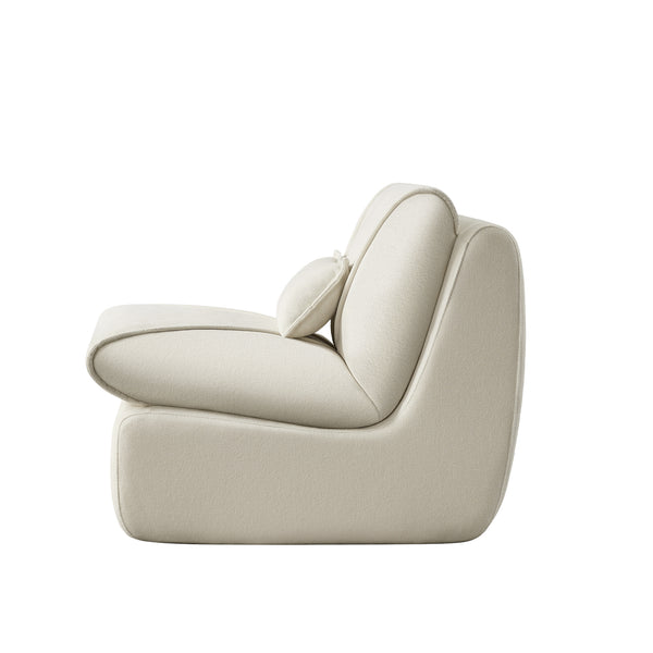 English Elm Compressed Lounge Chair with Ottoman - Space-Saving Chenille Upholstered Sofa, High-Density Foam Comfort Beige W1036P251827