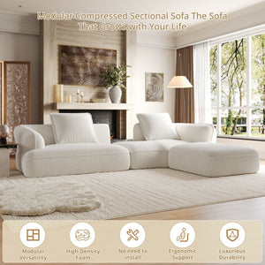 English Elm 122" L-shaped Sectional with Deep Chaise High Density Foam Low Profile Living Room Sofa Beige N767P371309W