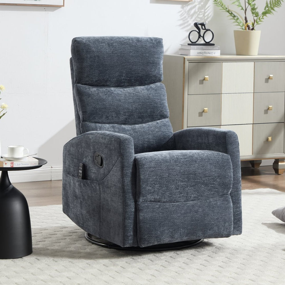 English Elm Heat Massage Rocker Swivel Recliner Chair Fabric Upholstery Living Room Comfort W3224P322248