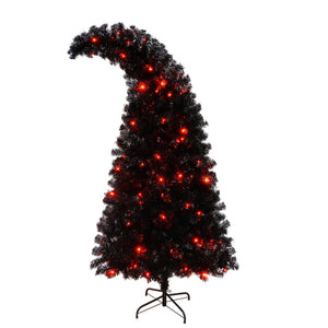 English Elm 6FT Black Artificial Christmas Tree with 250 LED Orange & Purple Lights, 900 Tips, UV-Resistant Indoor Decor PX283441AAA