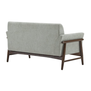 English Elm Christopher Knight Home® - Boucle Mid-Century Flared Arms Loveseat with Elm Legs — Plush Bouclé Upholstery, Cozy Modern Accent (57.5") Light Green,Walnut N771P294675L
