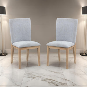 English Elm Emi Solid Wood Dining Chair Set with Gray Linen Cushioned Seat for Rustic Modern Rooms B056P416863