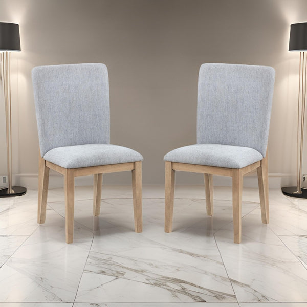 English Elm Emi Solid Wood Dining Chair Set with Gray Linen Cushioned Seat for Rustic Modern Rooms B056P416863