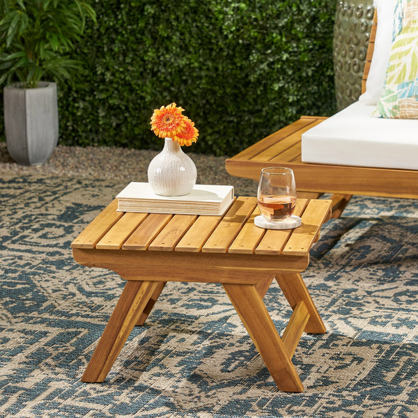 English Elm Christopher Knight Home® - SEDONA Acacia Wood Side Table with Open Slat Top for Outdoor Living Durable Weather-Resistant Accent Teak 23.75 L x 23.75 W x 7.25 H 63747.00