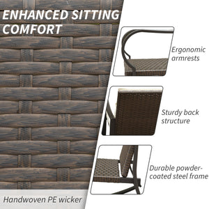 English Elm Metal Outdoor 2-Person Rocking Patio Set with Handwoven Wicker, Plush Cushions & Sturdy Table White W1859P399563