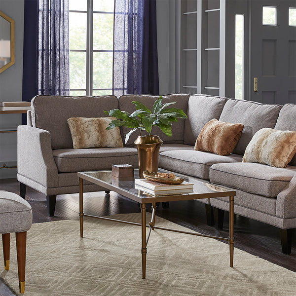 JLA Home Madison Park Signature - Rectangle Bronze-Frame Coffee Table with Clear Tempered Glass Top, Industrial-Modern Minimalist Centerpiece for Living Rooms MPS120-0050