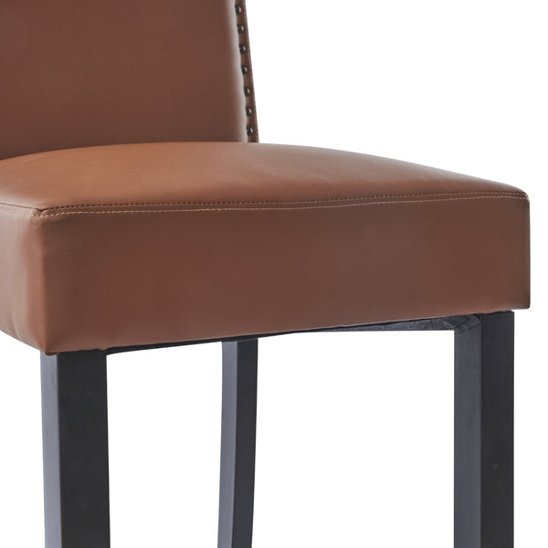 English Elm Barstools Set of 2 Pu Leather Seating Rubberwood Legs for Kitchen Island or Home Bar N779P254675L