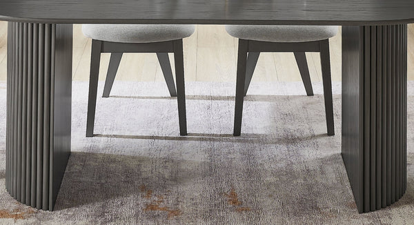 English Elm Venezia Oval Gray Oak Veneer Dining Table Dual Pedestal Base Seats Six Guests B2749S00275