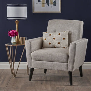 English Elm Christopher Knight Home® - CLUB Vintage-Inspired Fabric Club Chair with Nailhead Trim & Scroll Arms, Birch Legs, Contemporary Comfort Beige 31.5 L x 27.75 W x 18.5 H 60848.00BEI