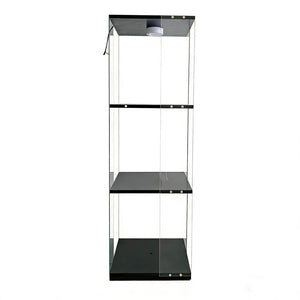 English Elm Rotatable Three Tier Tempered Glass Display Cabinet with Led Lighting for Living Room Black W3155P466753