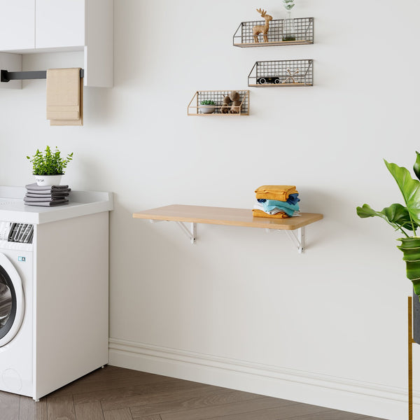English Elm Laundry Wall Mounted Folding Table – Space-Saving Design, Perfect For Home Office, Kitchen & More! W3226P278937